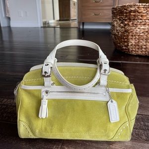 Coach genuine leather suede lime colored handbag purse